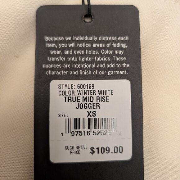 True Religion Women's CRYSTAL TRUE MID RISE JOGGER, Winter White Size XS NWT - Picture 7 of 7